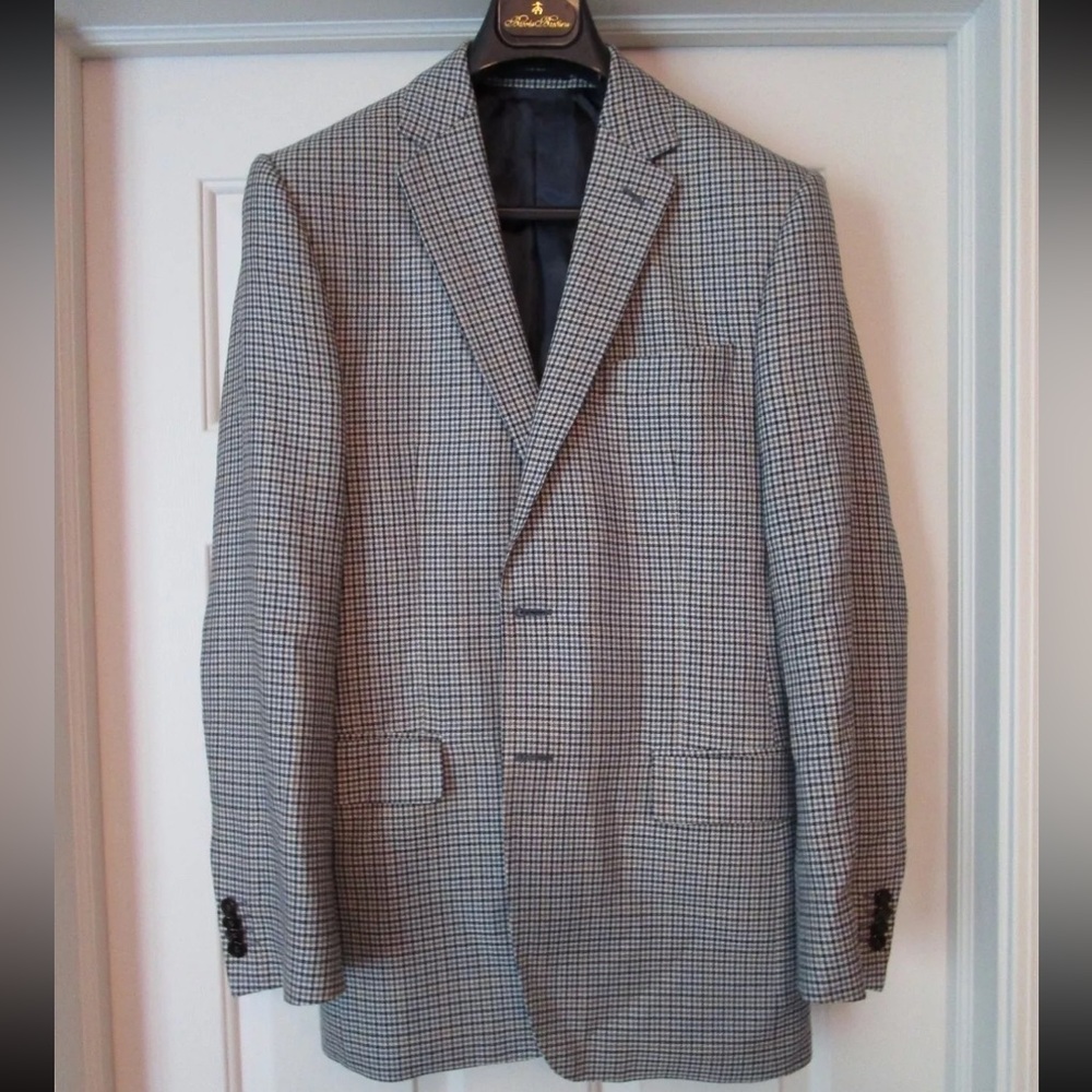 Gieves & Hawkes Wool/Silk Gun Check Sport Coat 38R
